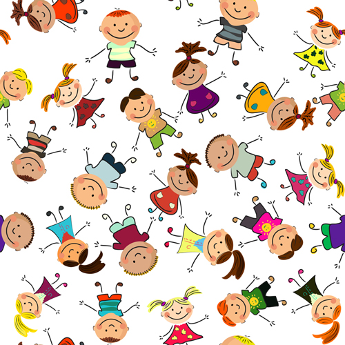 Cartoon clip-art pattern of children playing